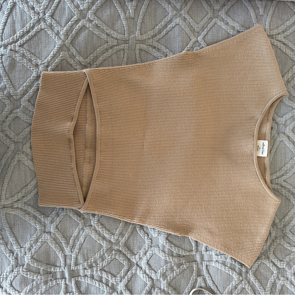 Tan Ribbed Sleeveless Top